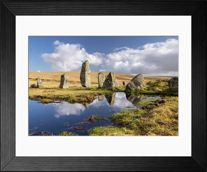 Framed Print : Megalithic standing stones at Down Tor (or Hingston Hill) Stone Circle in Dartmoor National Park, Devon, England. Winter (February) 2025 Framed Print : Megalithic standing stones at Down Tor (or Hingston Hill) Stone Circle in Dartmoor National Park, Devon, England. Winter (February) 2025