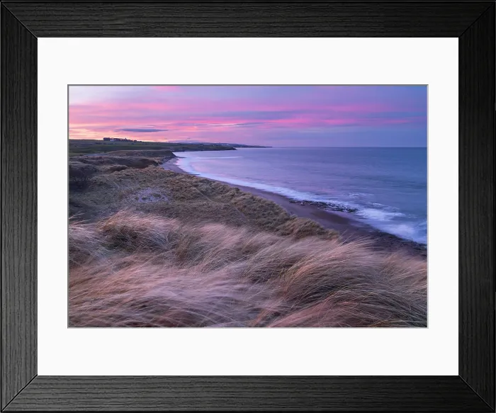 Framed Print : Sunset over Berwick on Tweed from the marram grass covered dunes above Cocklawburn Beach in Northumberland, England. Winter (March) 2025 Framed Print : Sunset over Berwick on Tweed from the marram grass covered dunes above Cocklawburn Beach in Northumberland, England. Winter (March) 2025