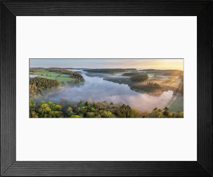 Framed Print : Aerial panorama of Kennick Reservoir at dawn on a misty morning in Dartmoor National Park, Devon, England. Spring (April) 2025 Framed Print : Aerial panorama of Kennick Reservoir at dawn on a misty morning in Dartmoor National Park, Devon, England. Spring (April) 2025
