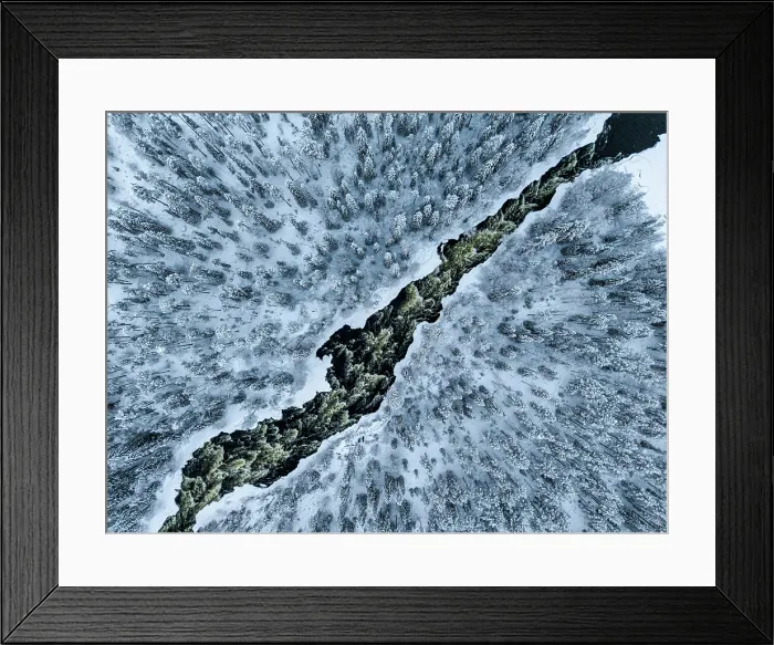Framed Print : Aerial View over Pine Forest in Winter, Oulanka National Park, Kuusamo, Finland Framed Print : Aerial View over Pine Forest in Winter, Oulanka National Park, Kuusamo, Finland