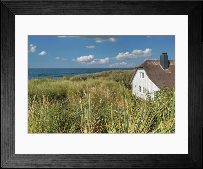 Framed Print : Dyke house at the beach of Ahrenshoop, Fisch-Darss-Zingst Peninsula, Fischland, Mecklenburg-Western Pomerania, Germany Framed Print : Dyke house at the beach of Ahrenshoop, Fisch-Darss-Zingst Peninsula, Fischland, Mecklenburg-Western Pomerania, Germany