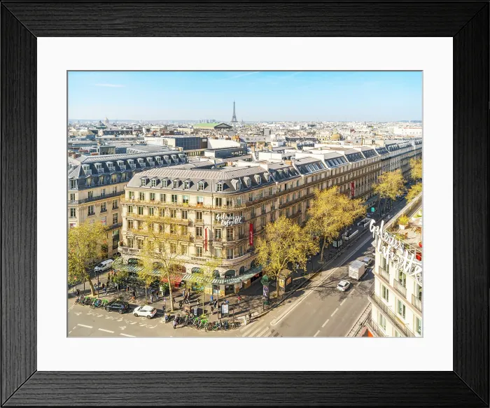 Framed Print : Paris City Views and Skyline from the Gallery Lafayette Rooftop Spring, Paris, France