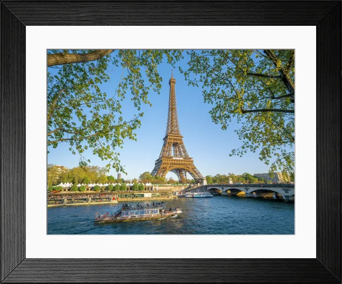 Framed Print : Scenic Eiffel Tower and the Seine River in Spring, Paris, France Framed Print : Scenic Eiffel Tower and the Seine River in Spring, Paris, France
