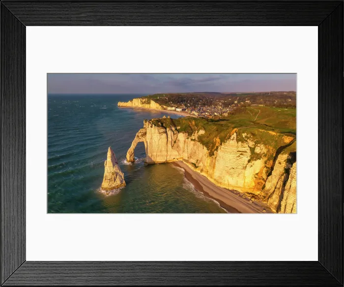 Framed Print : Aerial View of L'Aiguille (The Needle) and Porte d'Aval Arch, Etretat, Normandy, France Framed Print : Aerial View of L'Aiguille (The Needle) and Porte d'Aval Arch, Etretat, Normandy, France