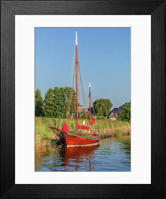 Framed Print : Zeesenboat in the port of Wieck am Darss, Bodstedter Bodden, Fisch-Darss-Zingst Peninsula, Fischland, Mecklenburg-Western Pomerania, Germany