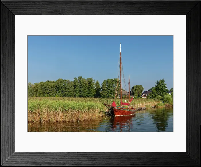 Framed Print : Zeesenboat in the port of Wieck am Darss, Bodstedter Bodden, Fisch-Darss-Zingst Peninsula, Fischland, Mecklenburg-Western Pomerania, Germany