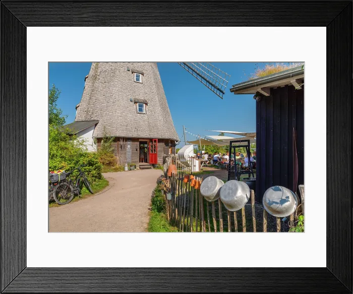 Framed Print : Cafe in a windmill, Ahrenshoop, Fisch-Darss-Zingst Peninsula, Fischland, Mecklenburg-Western Pomerania, Germany Framed Print : Cafe in a windmill, Ahrenshoop, Fisch-Darss-Zingst Peninsula, Fischland, Mecklenburg-Western Pomerania, Germany