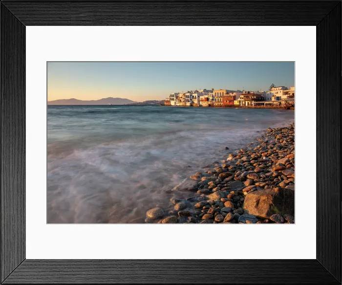 Framed Print : Little Venice at dusk, Mykonos Town, Mykonos, Cyclades Islands, Greece