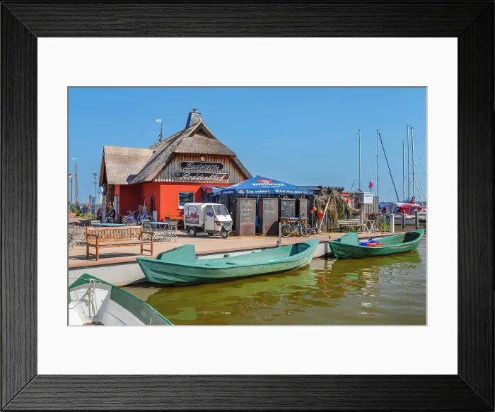 Framed Print : Port of Dierhagen, Fisch-Darss-Zingst Peninsula, Fischland, Baltic Sea, Mecklenburg-Western Pomerania, Germany