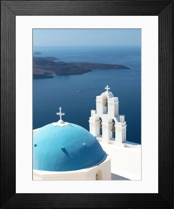 Framed Print : Agios Theodori church, with the caldera in the distance, Firostephani, Santorini, Cyclades Islands, Greece, Europe Framed Print : Agios Theodori church, with the caldera in the distance, Firostephani, Santorini, Cyclades Islands, Greece, Europe