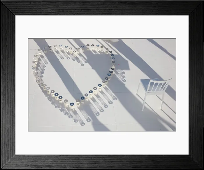 Framed Print : Candles in heart shape and white chair with shadows, Imerovigli, Santorini, Cyclades Islands, Greece, Europe Framed Print : Candles in heart shape and white chair with shadows, Imerovigli, Santorini, Cyclades Islands, Greece, Europe