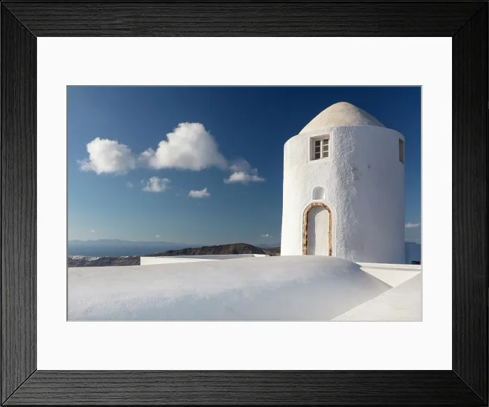Framed Print : Restored whitewashed windmill used as a holiday rental, Oia, Santorini, Cyclades Islands, Greece, Europe Framed Print : Restored whitewashed windmill used as a holiday rental, Oia, Santorini, Cyclades Islands, Greece, Europe
