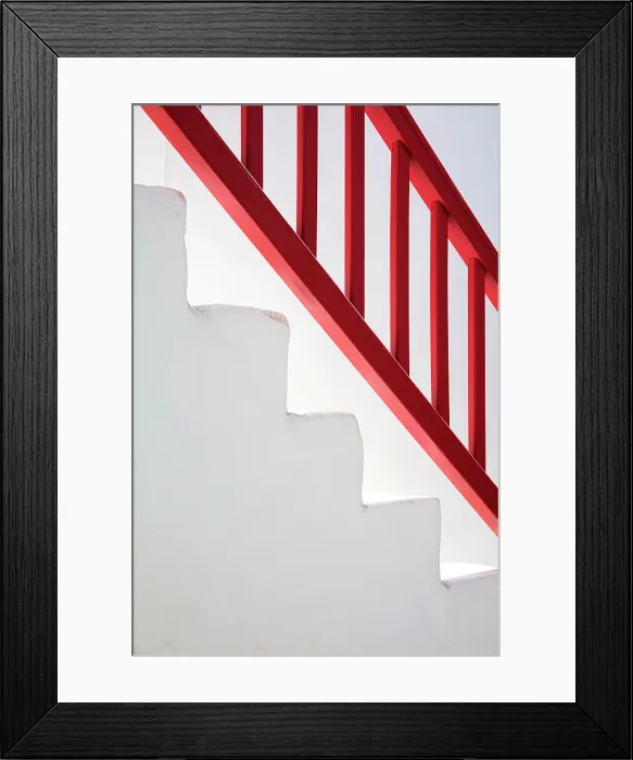 Framed Print : Red painted handrail and whitewashed steps, Chora (Mykonos Town), Mykonos, Cyclades Islands, Greece, Europe Framed Print : Red painted handrail and whitewashed steps, Chora (Mykonos Town), Mykonos, Cyclades Islands, Greece, Europe