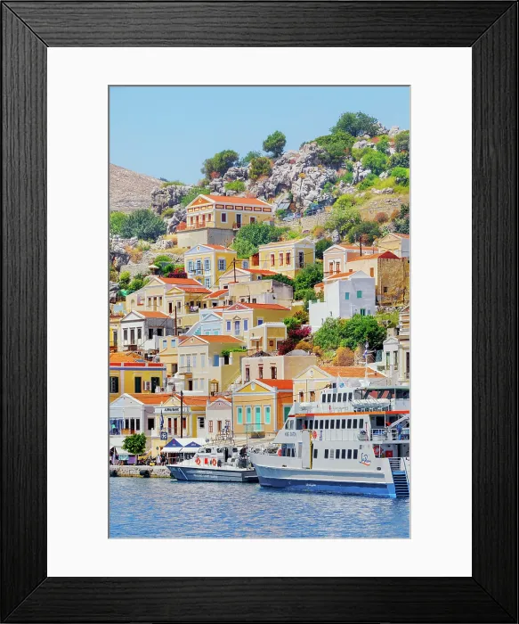 Framed Print : View of Gialos Harbour, Gialos, Symi Island, Dodecanese Islands, Greece Framed Print : View of Gialos Harbour, Gialos, Symi Island, Dodecanese Islands, Greece