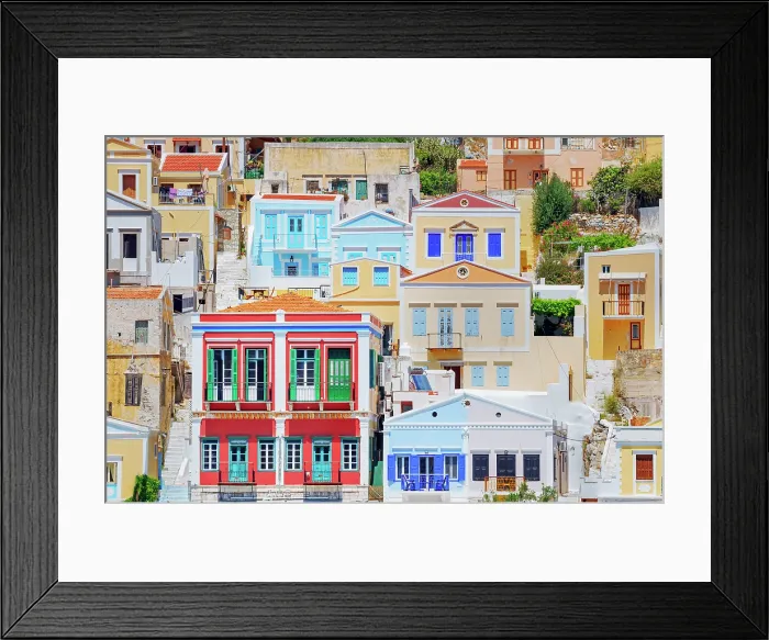 Framed Print : Traditional architecture, Gialos, Symi Island, Dodecanese Islands, Greece Framed Print : Traditional architecture, Gialos, Symi Island, Dodecanese Islands, Greece