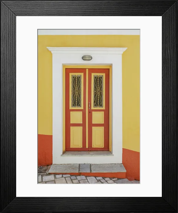 Framed Print : Traditional house entrance door, Gialos, Symi Island, Dodecanese Islands, Greece