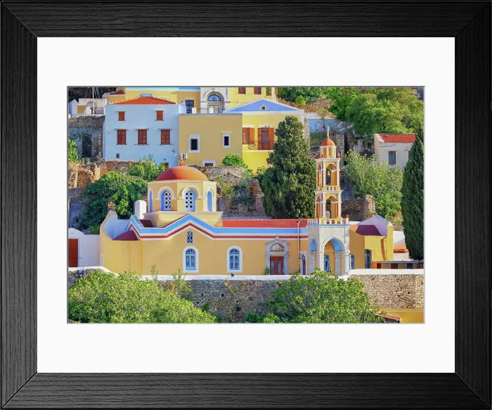 Framed Print : Orthodox church, Chorio, Symi Island, Dodecanese Islands, Greece