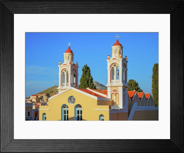 Framed Print : Orthodox church, Chorio, Symi Island, Dodecanese Islands, Greece