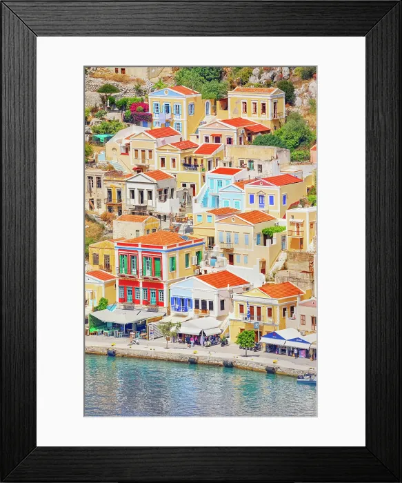 Framed Print : View of Gialos Harbour, Gialos, Symi Island, Dodecanese Islands, Greece