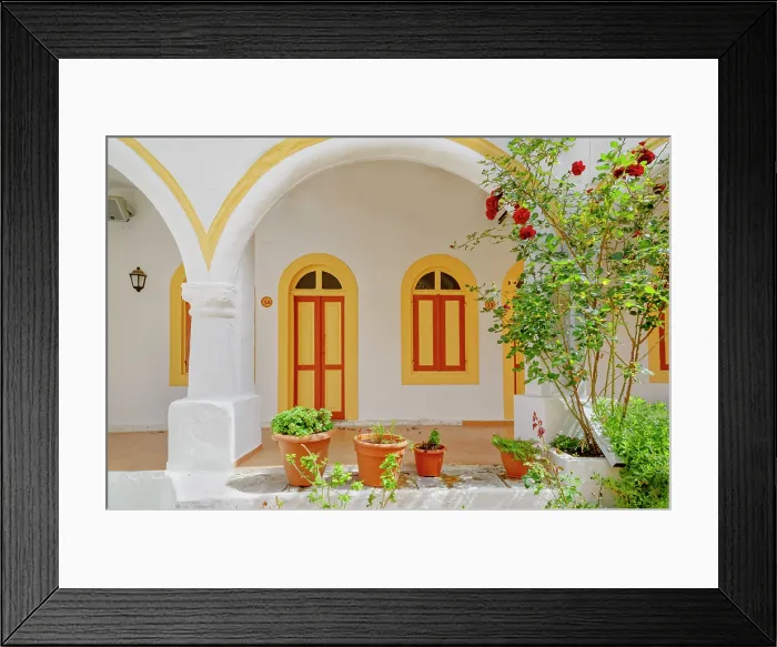 Framed Print : Panormitis monastery interior patio, Panormitis, Symi Island, Dodecanese Islands, Greece Framed Print : Panormitis monastery interior patio, Panormitis, Symi Island, Dodecanese Islands, Greece