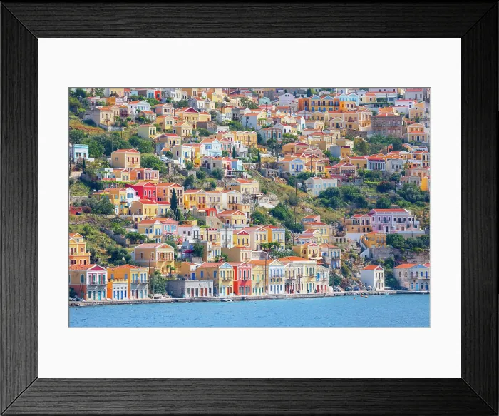 Framed Print : View of Gialos Harbour, Gialos, Symi Island, Dodecanese Islands, Greece