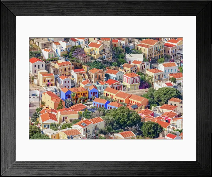 Framed Print : Colourful houses, Gialos, Symi Island, Dodecanese Islands, Greece Framed Print : Colourful houses, Gialos, Symi Island, Dodecanese Islands, Greece