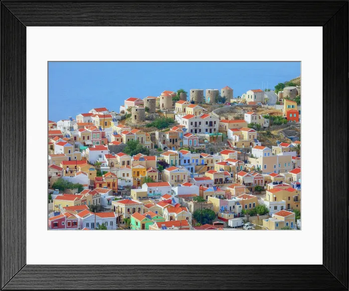 Framed Print : View over Chorio (upper town), Chorio, Symi Island, Dodecanese Islands, Greece Framed Print : View over Chorio (upper town), Chorio, Symi Island, Dodecanese Islands, Greece