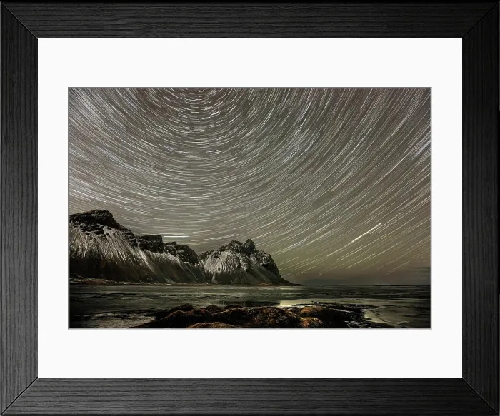 Framed Print : Vestrahorn at night with star trails, Stokksnes, near Hofn, Southeast Iceland Framed Print : Vestrahorn at night with star trails, Stokksnes, near Hofn, Southeast Iceland