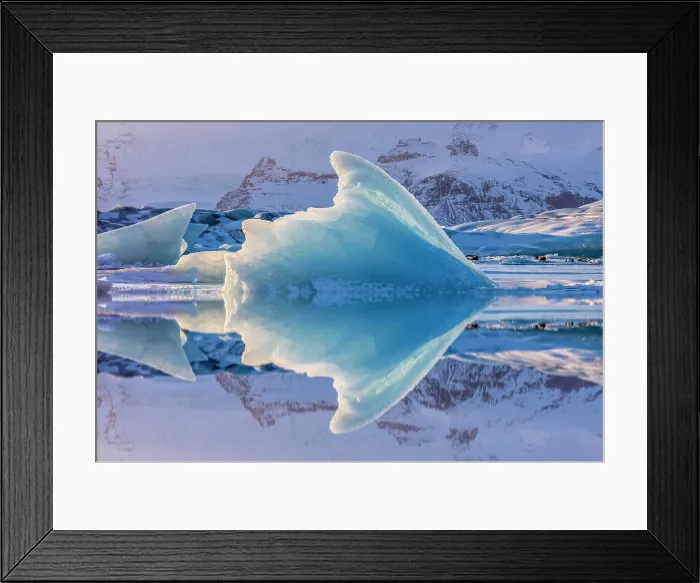 Framed Print : Icebergs and reflections in winter, Jokulsarlon Glacier Lagoon, South Iceland Framed Print : Icebergs and reflections in winter, Jokulsarlon Glacier Lagoon, South Iceland