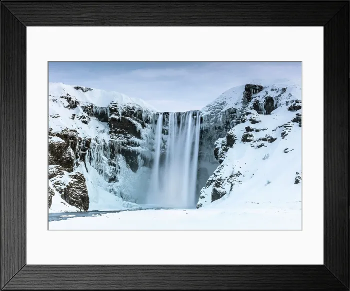 Framed Print : Skogafoss Waterfall in winter, Skogar, near Vik y Myrdal, South Iceland Framed Print : Skogafoss Waterfall in winter, Skogar, near Vik y Myrdal, South Iceland