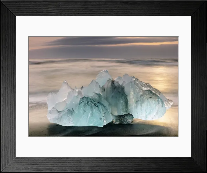 Framed Print : Icebergs on the beach at sunrise, near Jokulsarlon glacial lagoon, Iceland Framed Print : Icebergs on the beach at sunrise, near Jokulsarlon glacial lagoon, Iceland