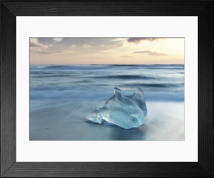 Framed Print : Iceberg on the beach at sunrise, near Jokulsarlon glacial lagoon, Iceland Framed Print : Iceberg on the beach at sunrise, near Jokulsarlon glacial lagoon, Iceland