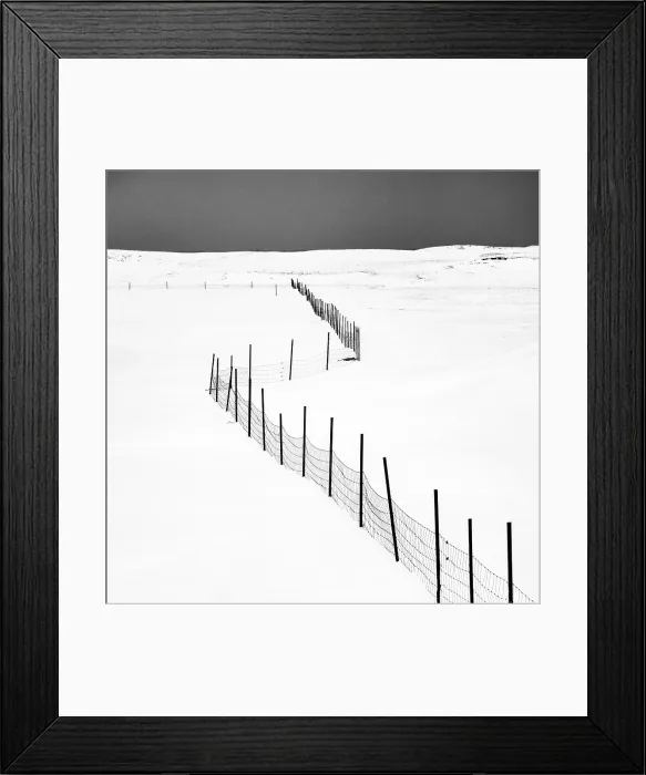 Framed Print : Fence zig-zagging across snowy winter landscape, South Iceland Framed Print : Fence zig-zagging across snowy winter landscape, South Iceland
