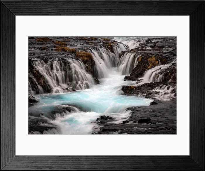 Framed Print : The powder blue waters of Bruarfoss, Bruar River, Iceland