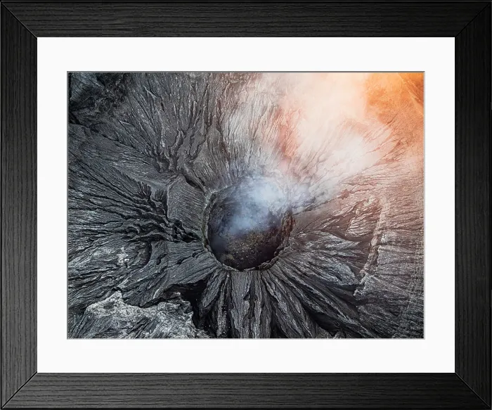 Framed Print : Smoke from Bromo volcano, overhead view, Bromo Tengger Semeru National Park, East Java, Indonesia Framed Print : Smoke from Bromo volcano, overhead view, Bromo Tengger Semeru National Park, East Java, Indonesia