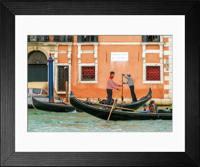 Framed Print : Gondoliers riding a gondola boat on Grand Canal, Venice, Veneto, Italy Framed Print : Gondoliers riding a gondola boat on Grand Canal, Venice, Veneto, Italy