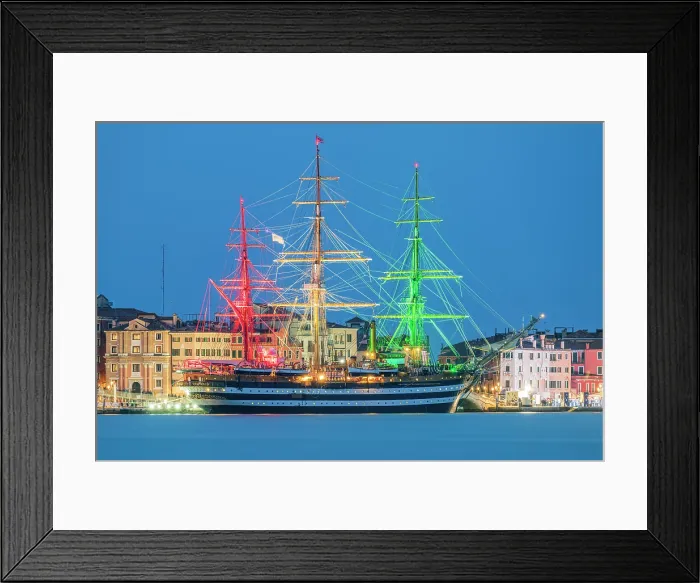 Framed Print : 'Amerigo Vespucci' Italian Navy training tall ship moored at Riva di Biasio, Sestiere Cannaregio, Venice, Veneto, Italy Framed Print : 'Amerigo Vespucci' Italian Navy training tall ship moored at Riva di Biasio, Sestiere Cannaregio, Venice, Veneto, Italy