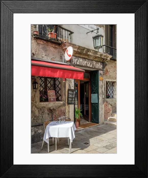 Framed Print : Picturesque view of a trattoria restaurant, Sestiere Santa Croce, Venice, Veneto, Italy Framed Print : Picturesque view of a trattoria restaurant, Sestiere Santa Croce, Venice, Veneto, Italy