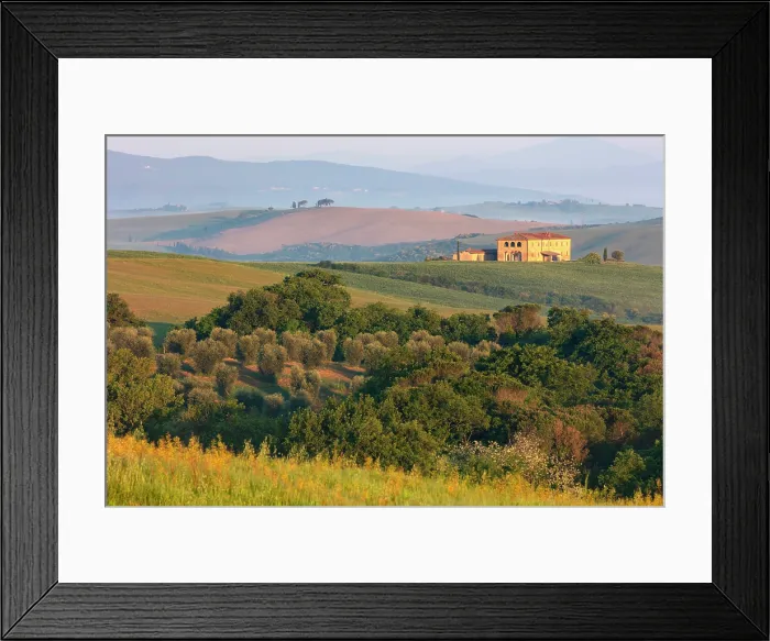 Framed Print : Large old farmhouse in the rolling landscape, Val d'Orcia, near San Quirico d'Orcia, Tuscany, Italy Framed Print : Large old farmhouse in the rolling landscape, Val d'Orcia, near San Quirico d'Orcia, Tuscany, Italy