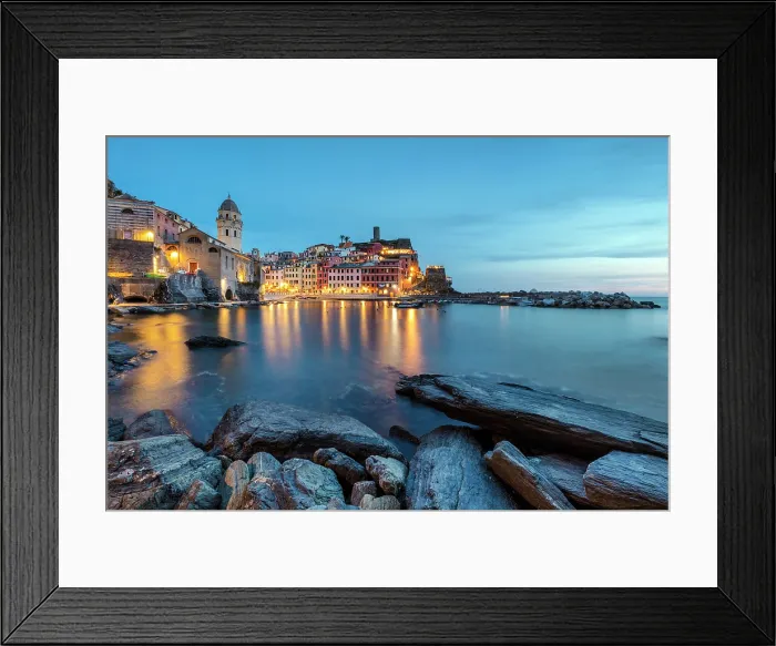 Framed Print : The colorful village of Vernazza at dawn, Cinque Terre, La Spezia district, Liguria, Italy Framed Print : The colorful village of Vernazza at dawn, Cinque Terre, La Spezia district, Liguria, Italy