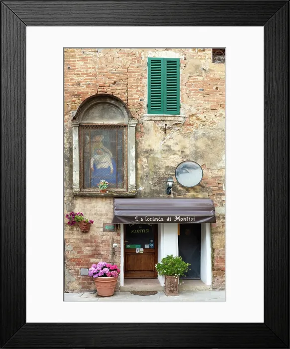 Framed Print : Old building in the ancient village of Montisi now a small hotel, Montalcino, Province of Siena, Tuscany, Italy Framed Print : Old building in the ancient village of Montisi now a small hotel, Montalcino, Province of Siena, Tuscany, Italy
