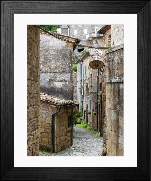 Framed Print : Street in the medieval hill town of Sorano, province of Grosseto, Tuscany, Itay Framed Print : Street in the medieval hill town of Sorano, province of Grosseto, Tuscany, Itay