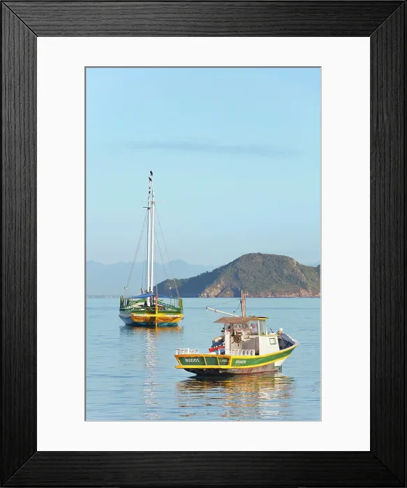 Framed Print : Fishermen boats anchored in the port of Buzios, Rio de Janeiro, Brazil Framed Print : Fishermen boats anchored in the port of Buzios, Rio de Janeiro, Brazil