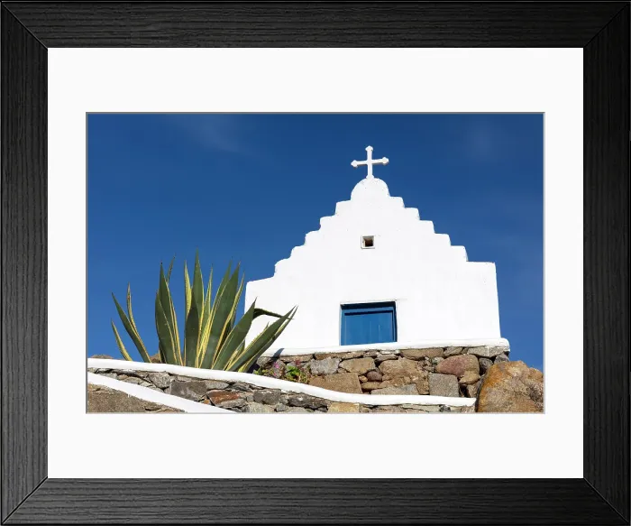 Framed Print : Small whitewashed church, Chora (Mykonos Town), Mykonos, Cyclades Islands, Greece, Europe