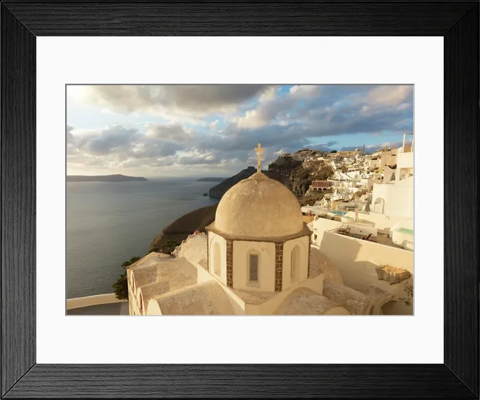 Framed Print : Fira with an old domed church in the foreground, Fira, Santorini, Cyclades Islands, Greece, Europe Framed Print : Fira with an old domed church in the foreground, Fira, Santorini, Cyclades Islands, Greece, Europe