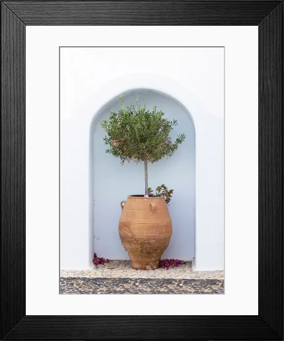Framed Print : Alcove with urn and plant, Vothonas, Santorini, Cyclades Islands, Greece, Europe Framed Print : Alcove with urn and plant, Vothonas, Santorini, Cyclades Islands, Greece, Europe