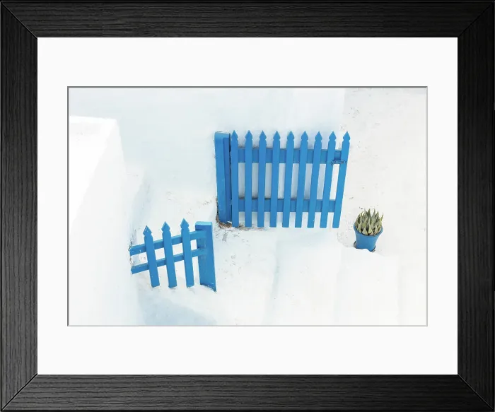 Framed Print : Blue gates and white steps, Emporio, Santorini, Cyclades Islands, Greece, Europe Framed Print : Blue gates and white steps, Emporio, Santorini, Cyclades Islands, Greece, Europe