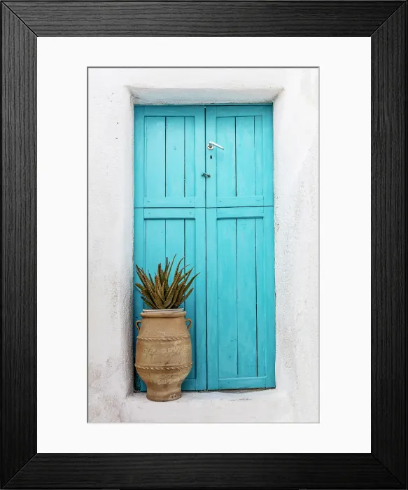 Framed Print : Old blue door and white wall, Pyrgos, Santorini, Cyclades Islands, Greece, Europe Framed Print : Old blue door and white wall, Pyrgos, Santorini, Cyclades Islands, Greece, Europe