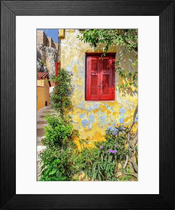 Framed Print : Colorful neighborhood of Anafiotika, Athens, Attica, Greece