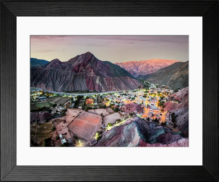 Framed Print : Village among mountains with a soccer field, Purmamarca, Jujuy, Quebrada de Humahuaca, Argentina Framed Print : Village among mountains with a soccer field, Purmamarca, Jujuy, Quebrada de Humahuaca, Argentina